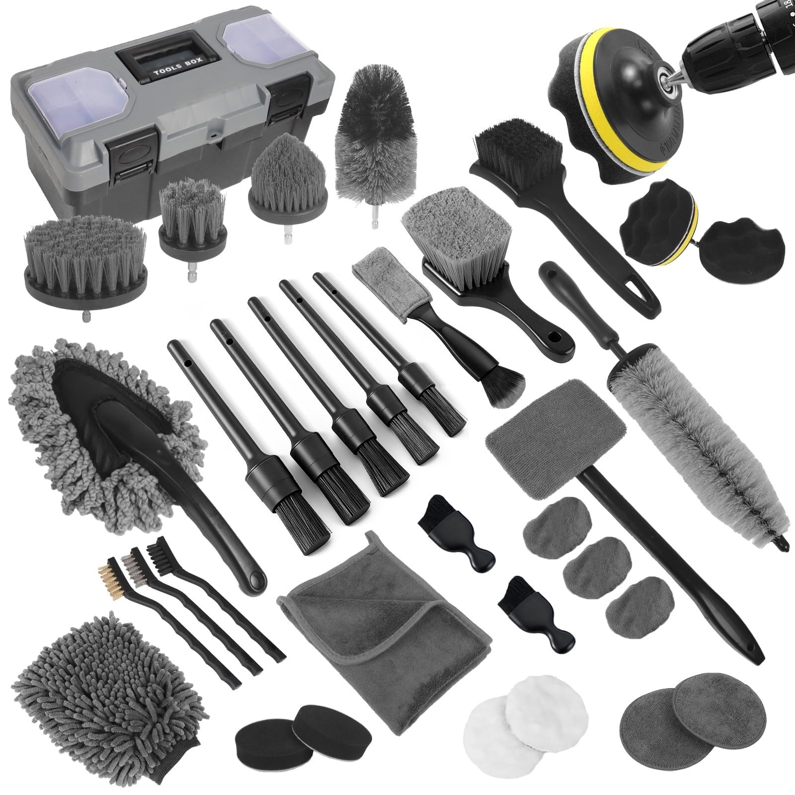 Car Detailing Kit – Brush Set, Cleaning Tools for Interior & Exterior, Auto Wash