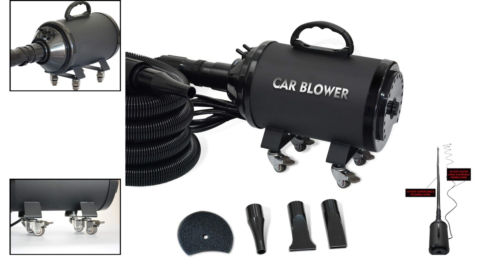 14ft Flexible Hose Car & Motorcycle Dryer – Powerful 2800W Auto Detailing Tool
