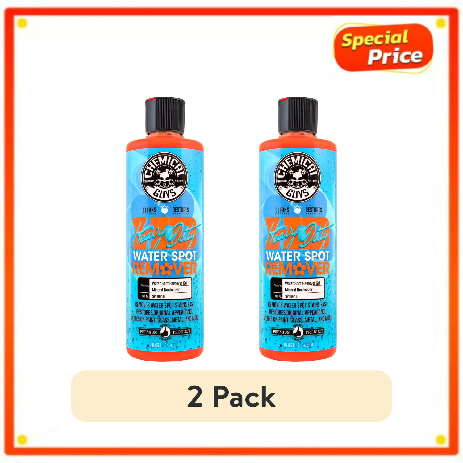 (2 pack) Chemical Guys SPI10816 Heavy Duty Water Spot Remover, 16oz