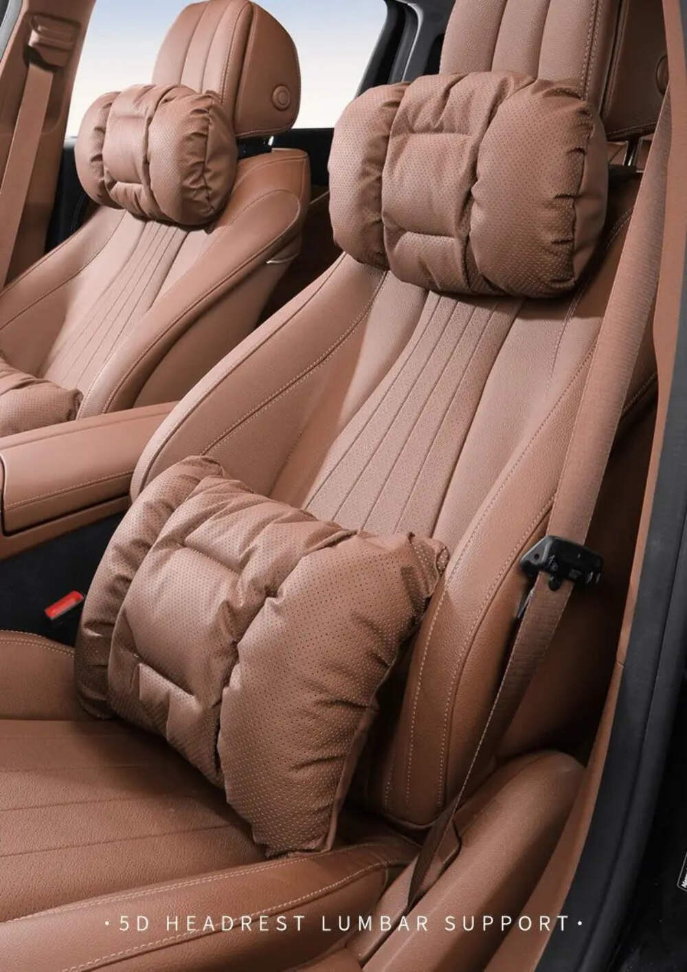 Memory Leather Car Headrest Neck Support Backrest Breathable Punched Design