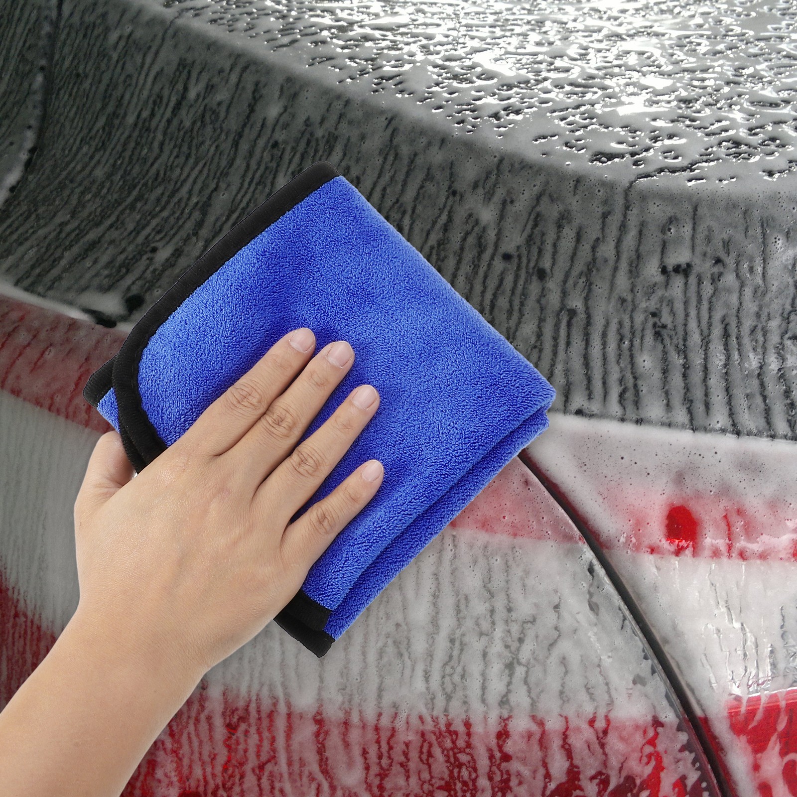 1pcs Microfibre Car Drying Towel 19.69″x39.39″ Extra Large 500 GSM Gray Blue