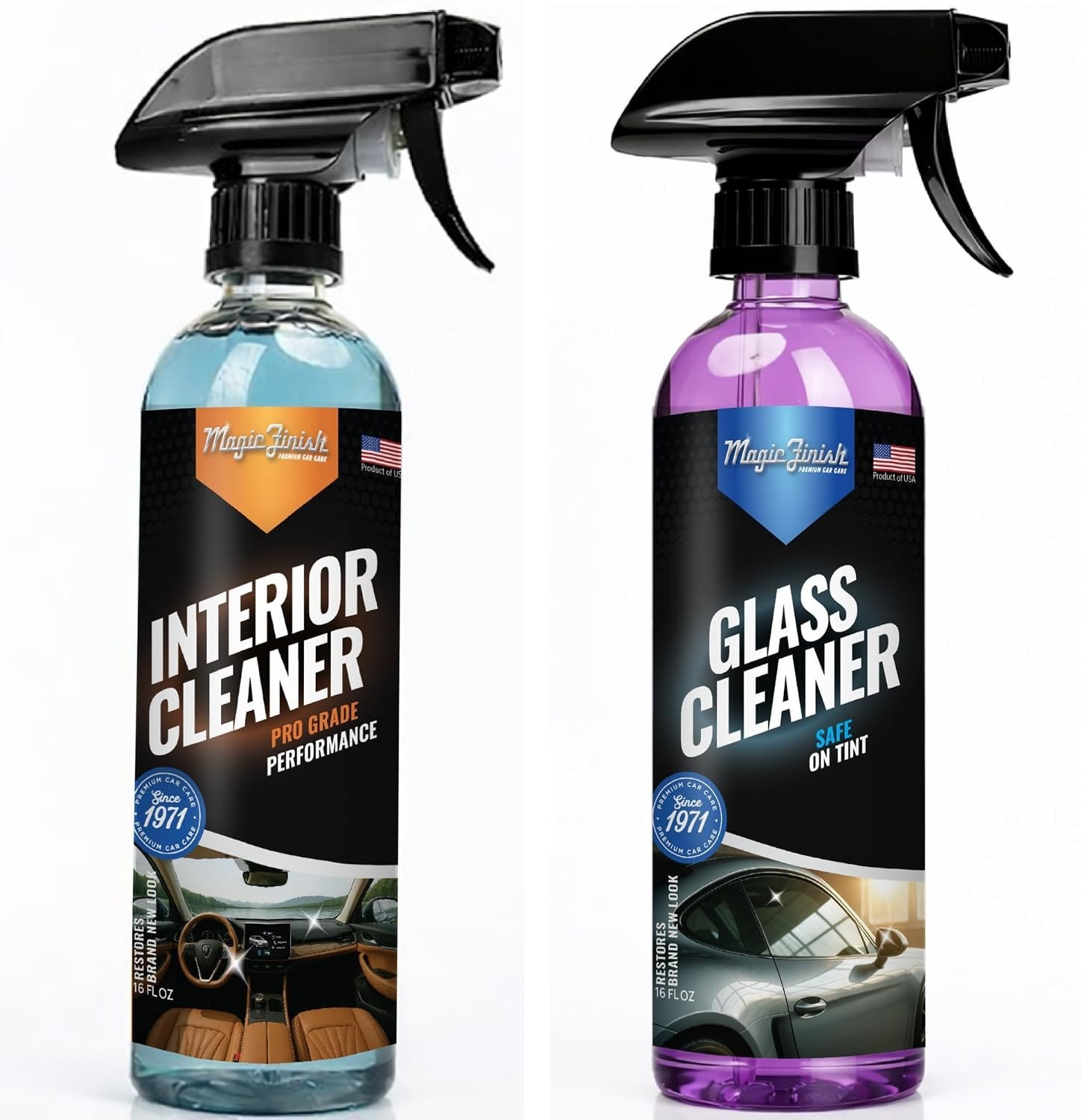 Magic Finish Vehicle Interior & Glass Cleaning Spray Kit Bundle Streak Free