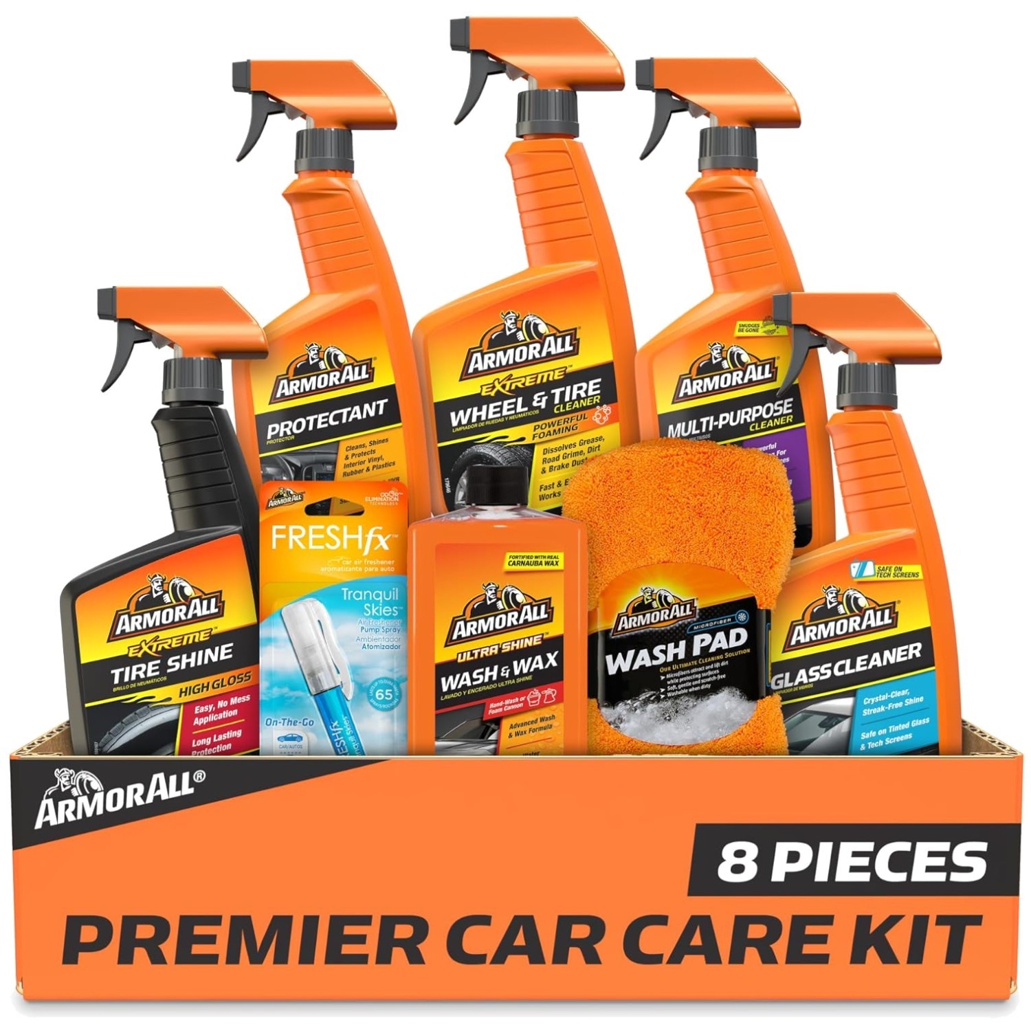 Complete Car Care Kit – Wax, Wash, Glass Cleaner, Tire Shine
