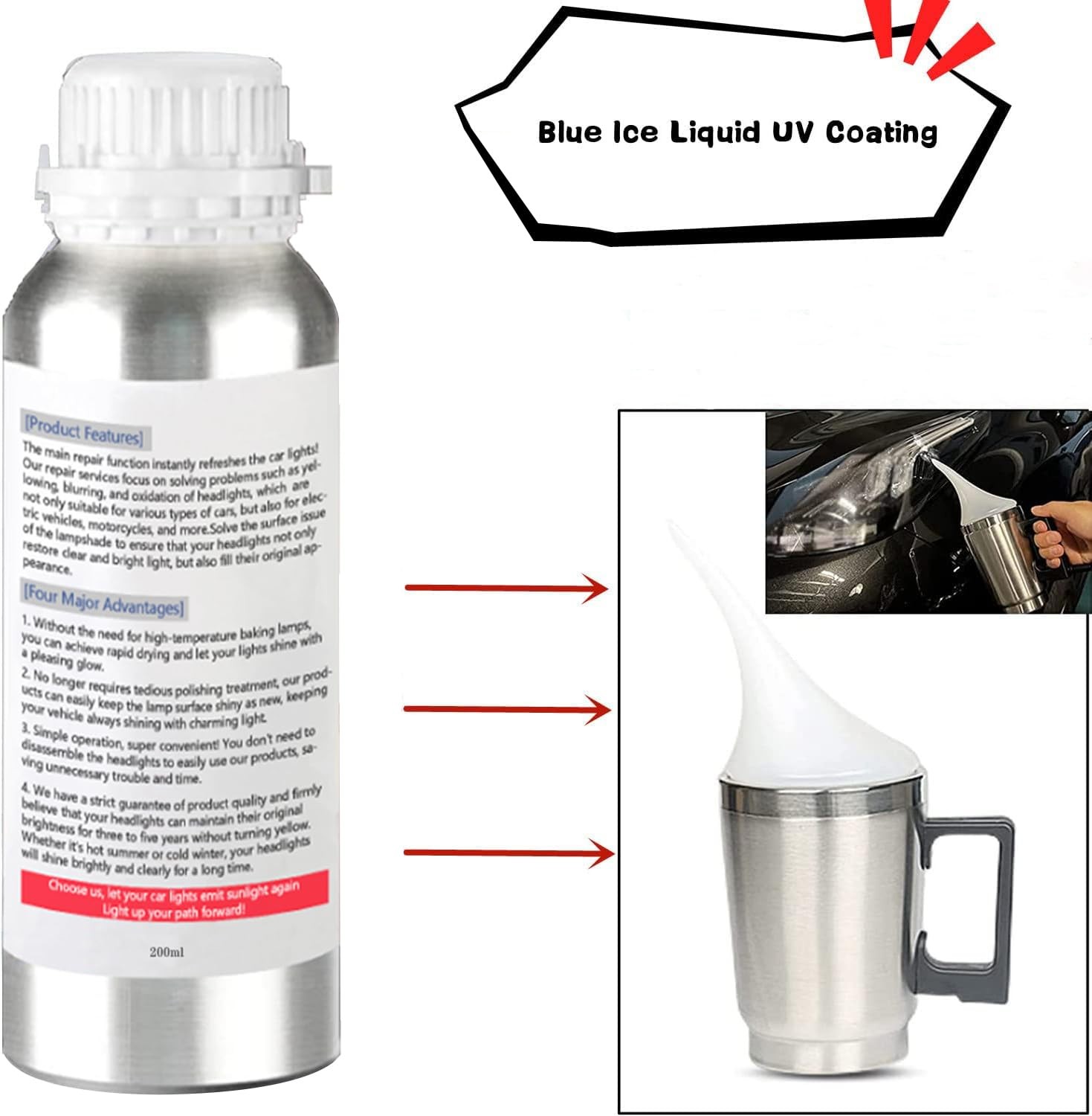Ghguole 200ml Car Headlight Restoration Liquid, Kit M