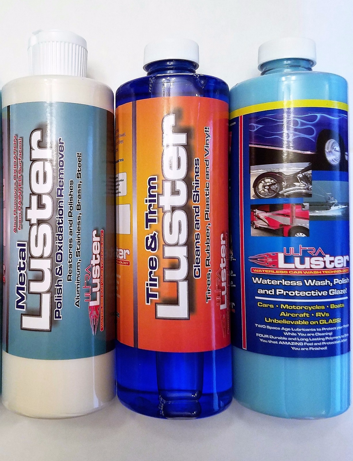 UltraLuster Waterless Car Wash n’ Polish + Tire & Trim + Metal Luster – Trio Pk