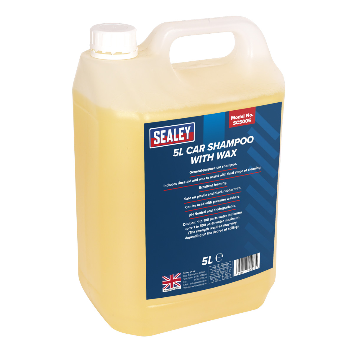 Sealey SCS005 5 LTR Car Shampoo With Wax