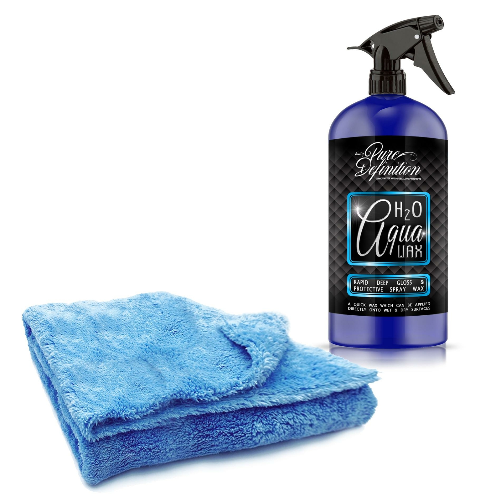 Car Drying Kit H20 Aqua Wax Spray Gloss Sealant Towel Rinse Aid Pure Definition