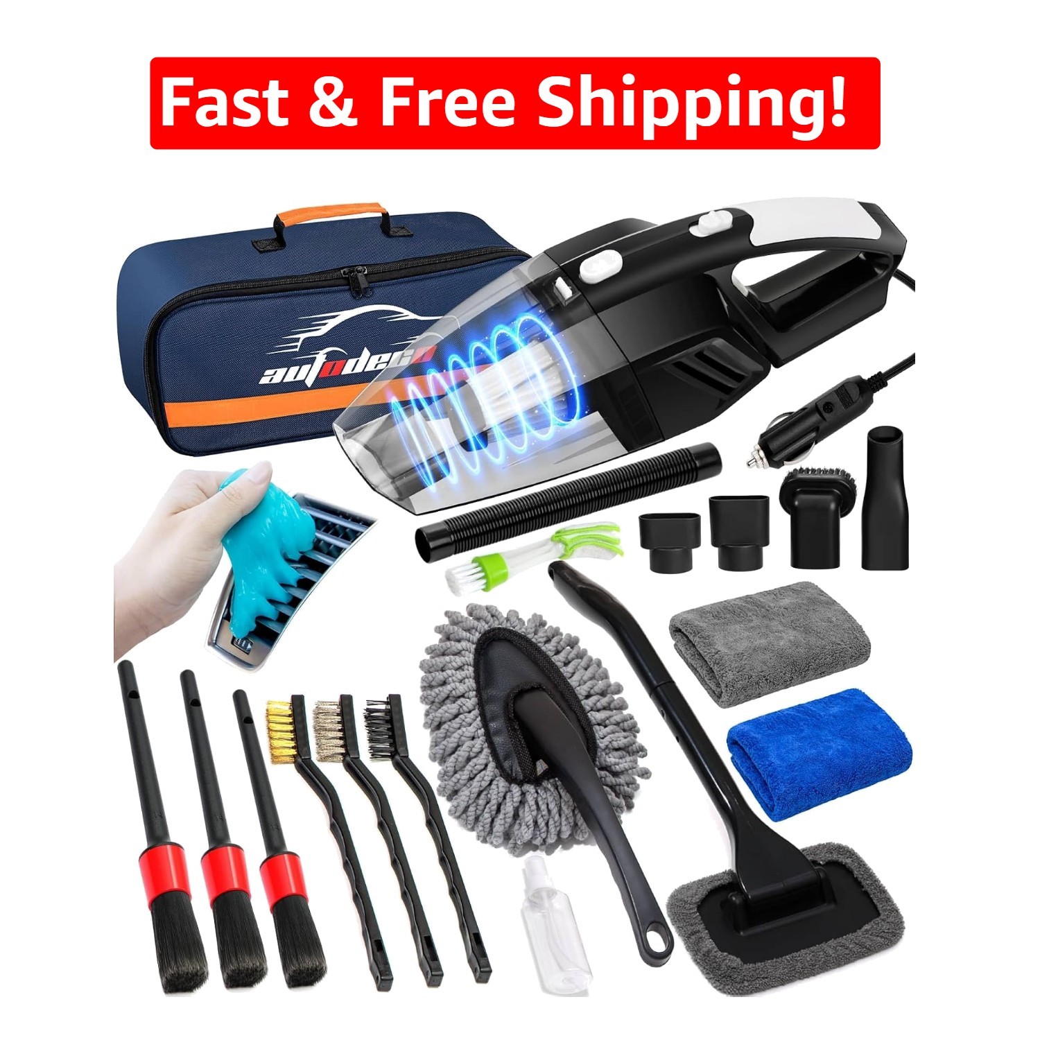 Ultimate 20-Pcs Car Care Kit with Handheld Vacuum & Essential Detailing Tools