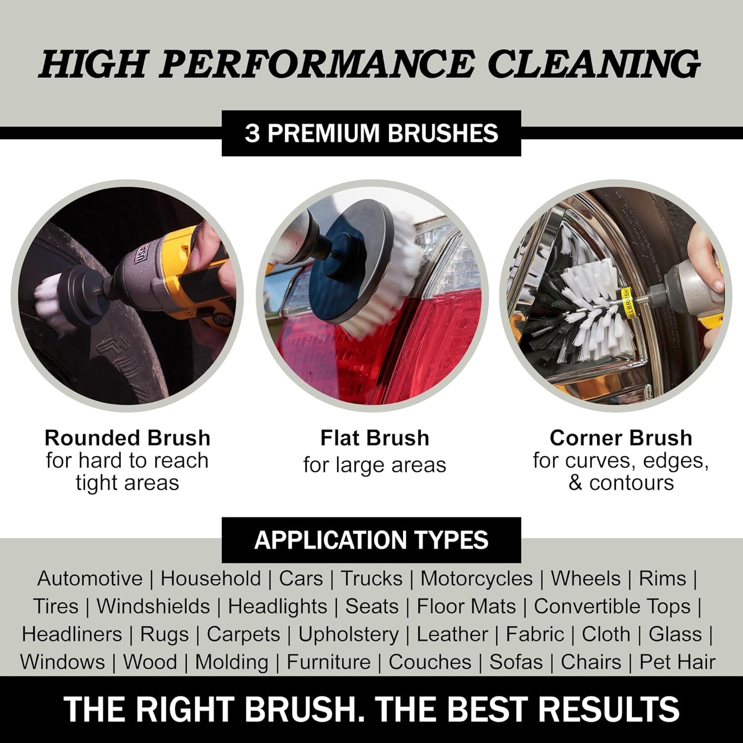 Car Detailing Kit | Drill Brush Set – Soft Bristle Power Scrubber Attachments