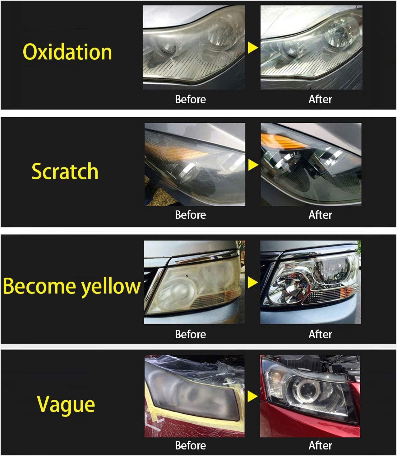 Headlight Restoration Kit Headlamp Polymer Repair Kit+Lens Atomizing Cup Polish