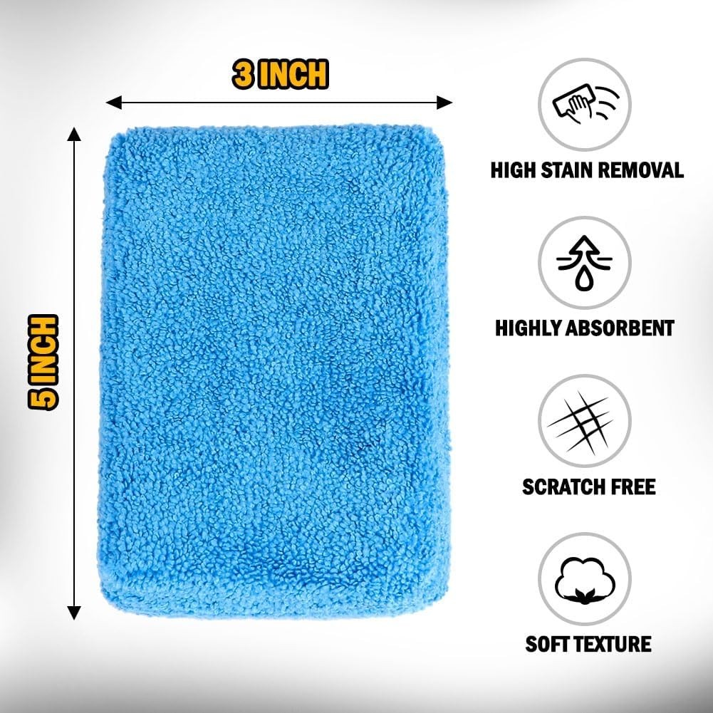 Microfiber Applicator Pads, Scratch-Free Car Wash Sponge for Cleaning, Wax F…