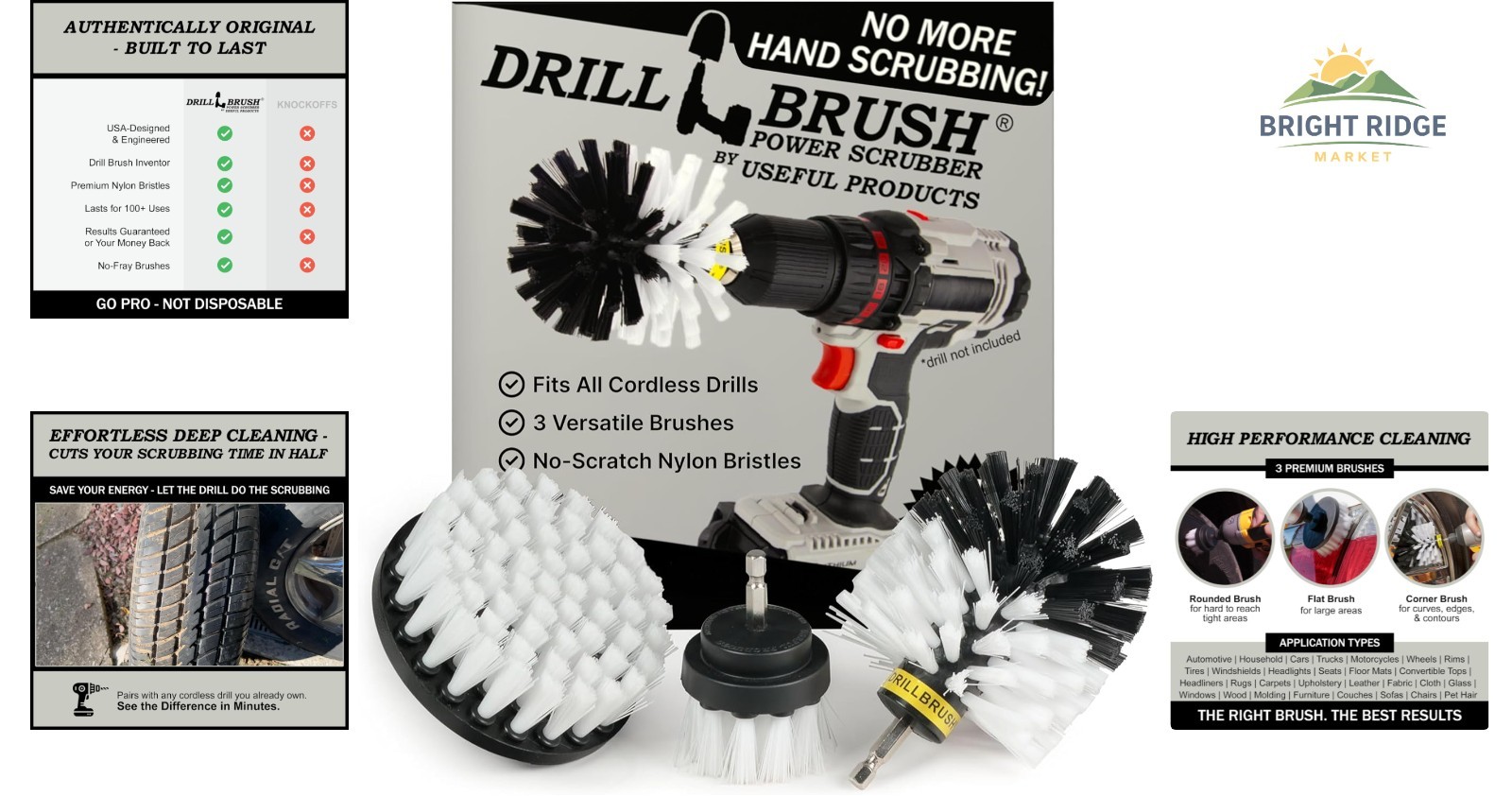 Soft Bristle Power Scrubber Set for Efficient Car Interior and Trim Cleaning