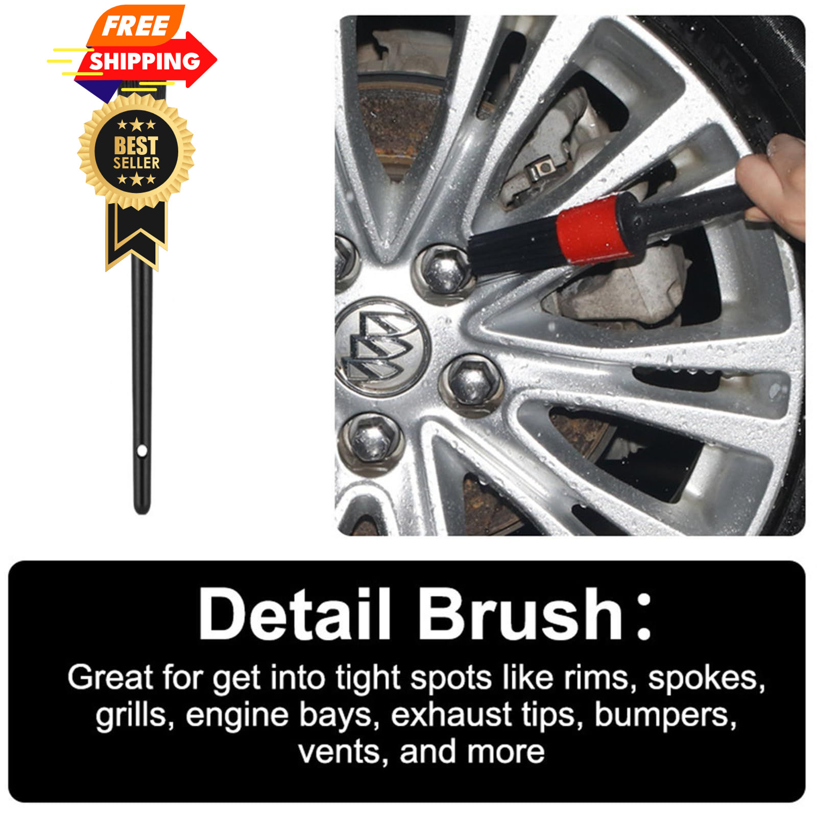 Fitosy Wheel Rim & Tire Brush Set, Soft & Stiff Bristle Wash Cleaning Green