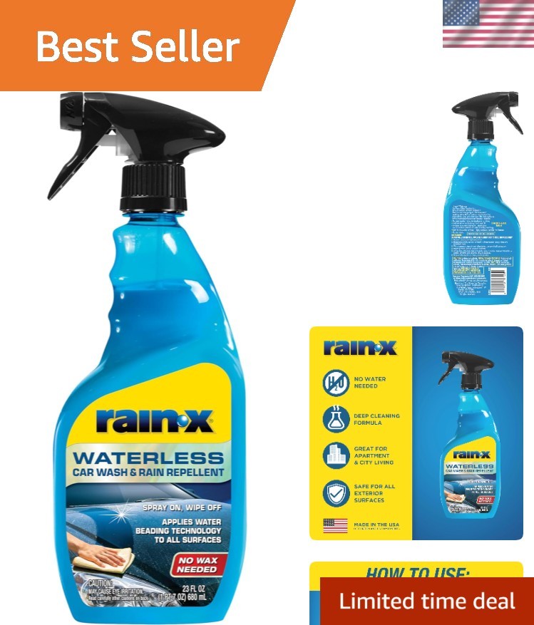 Quick & Easy Rinseless Car Wash Spray with Rain X – 23 Fl Oz, Unscented Formula