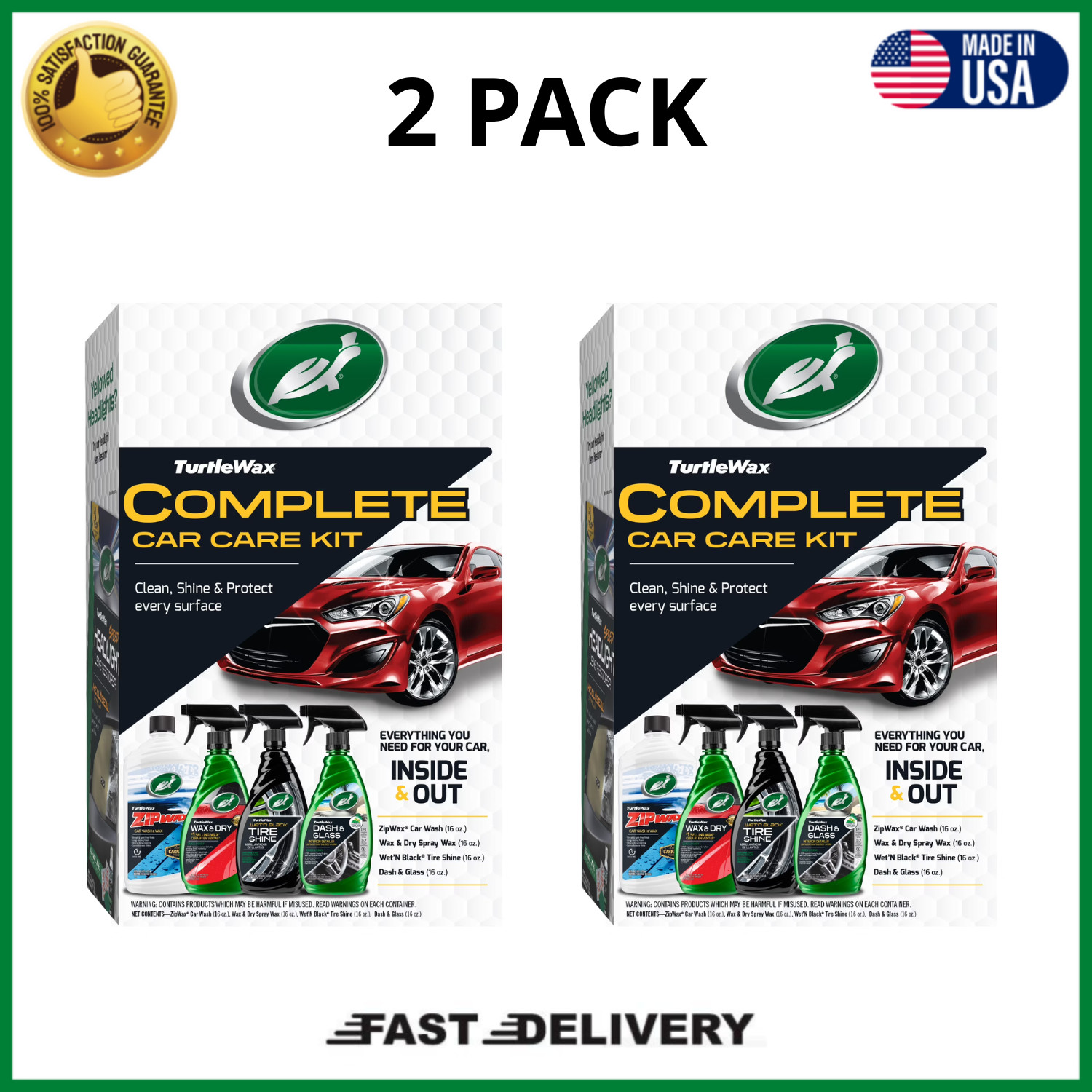 Turtle Wax Complete Car Care 4 Piece Kit, 53834, 2 Pack