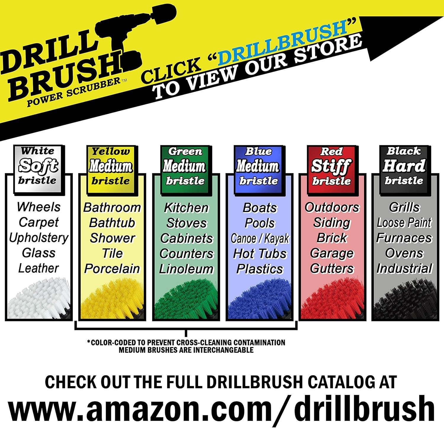 Spin Brush Drill Attachment Kit 6pc Automotive Interior & Exterior Cleaning