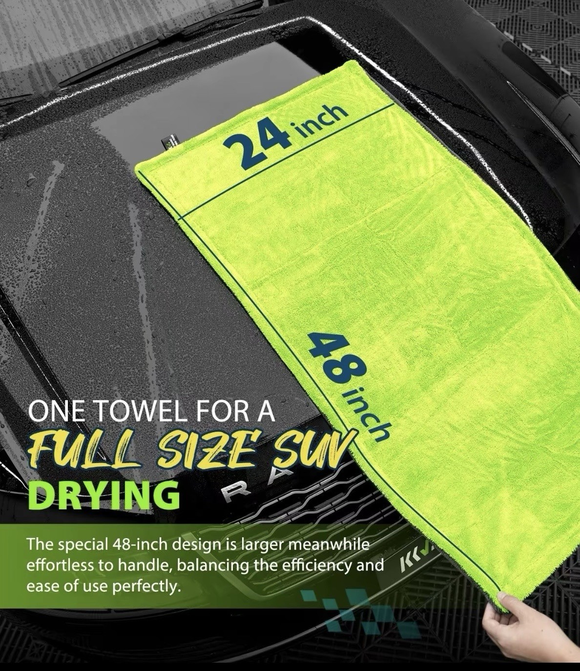 48×24” Full Size Drying Towel Double Sided Microfiber Car Cleaning Towel
