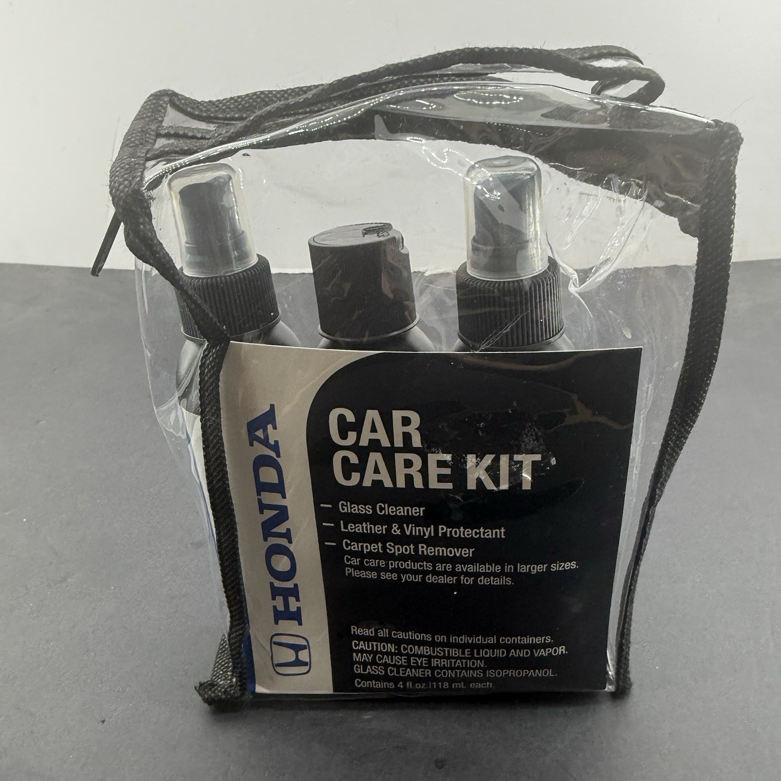 Genuine Honda Car Care Kit 08700-9211 Clear Storage Bag Glass Leather Carpet
