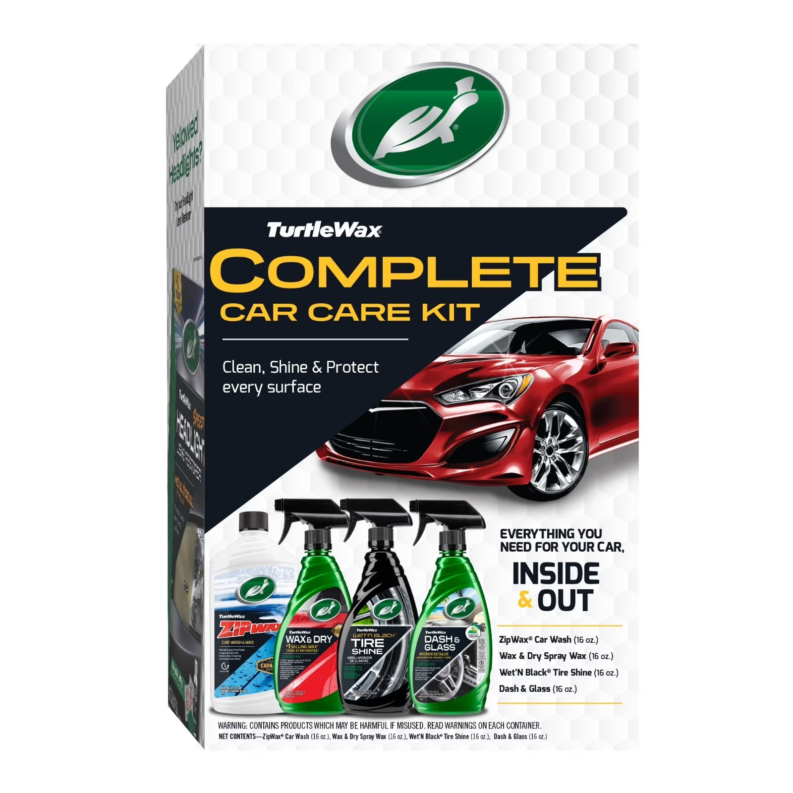 Turtle Wax Complete Car Care 4-Piece Kit 53834 Interior & Exterior Detail Set