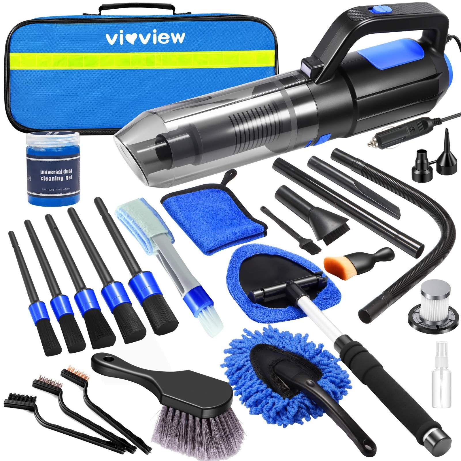 25PCS Car Cleaning & Detailing Kit with Vacuum, Windshield Cleaner & Gel – Auto