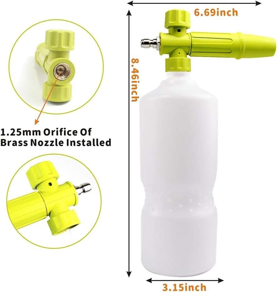 Foam Cannon 1L Bottle Car Wash Snow Foam Lance Pressure Washer Nozzle