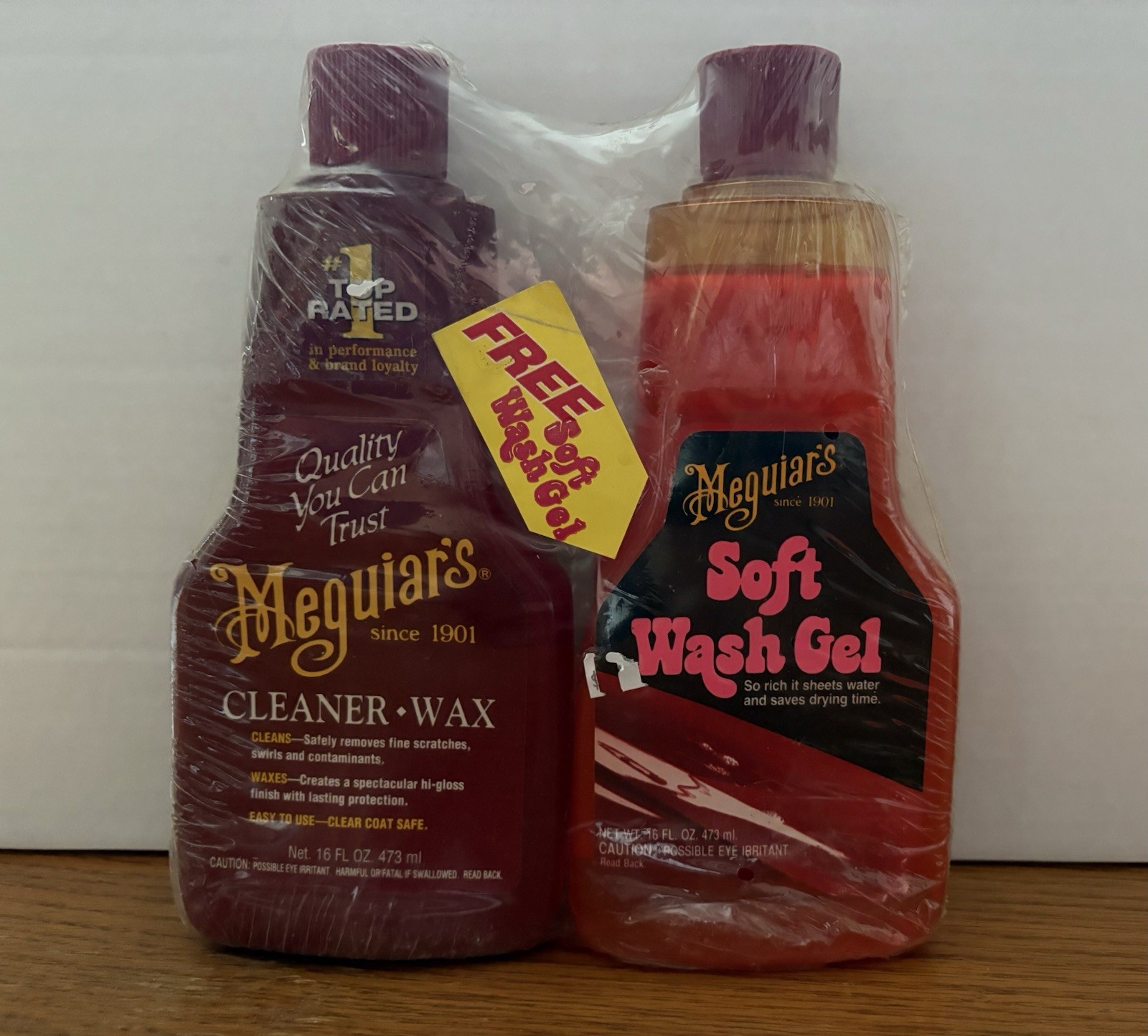 Vintage Meguiar’s Cleaner Wax & Soft Wash Gel Pack Automotive Cleaner 16oz Each