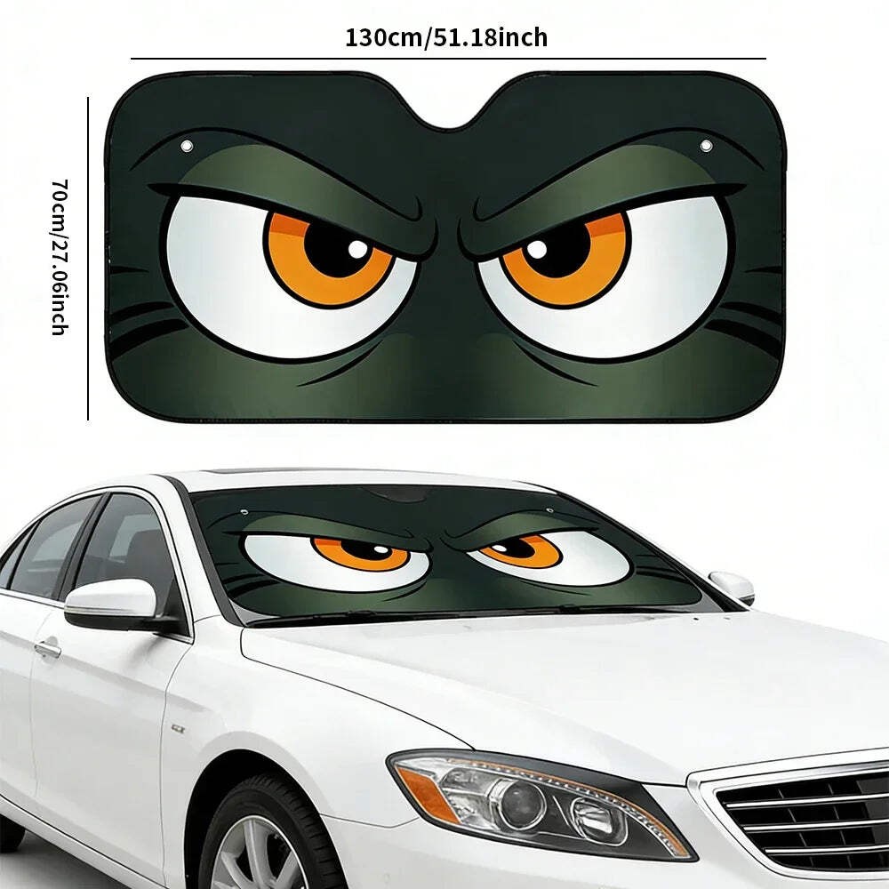 Cartoon Angry Eyes Car Windshield Sun Shade Universal Car Windshield Sun Visor