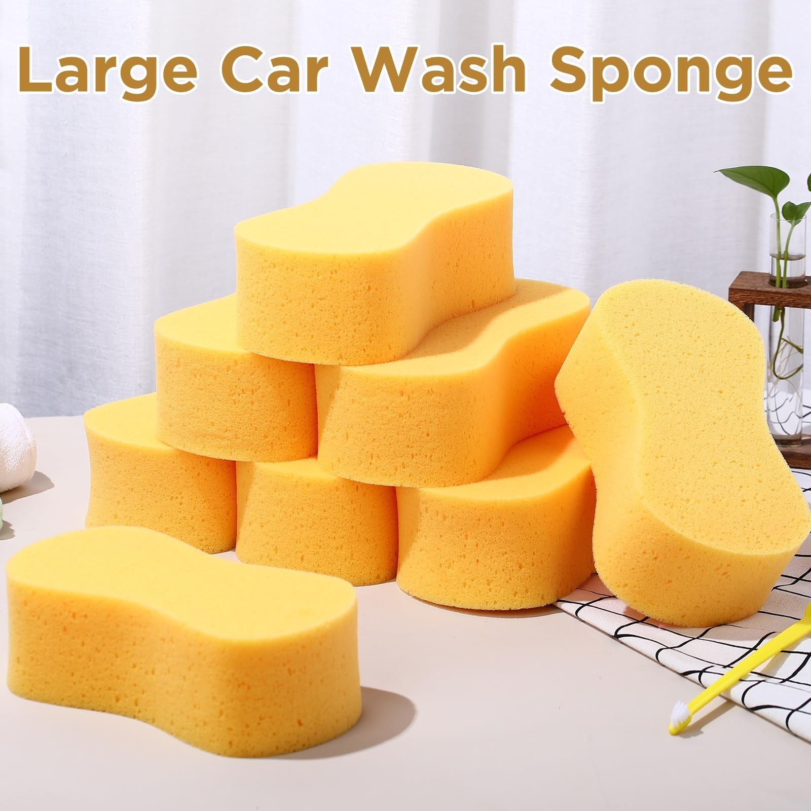 16 Pcs Extra Large Car Wash Sponges – Thick Foam Scrubber for All Purpose Cleani