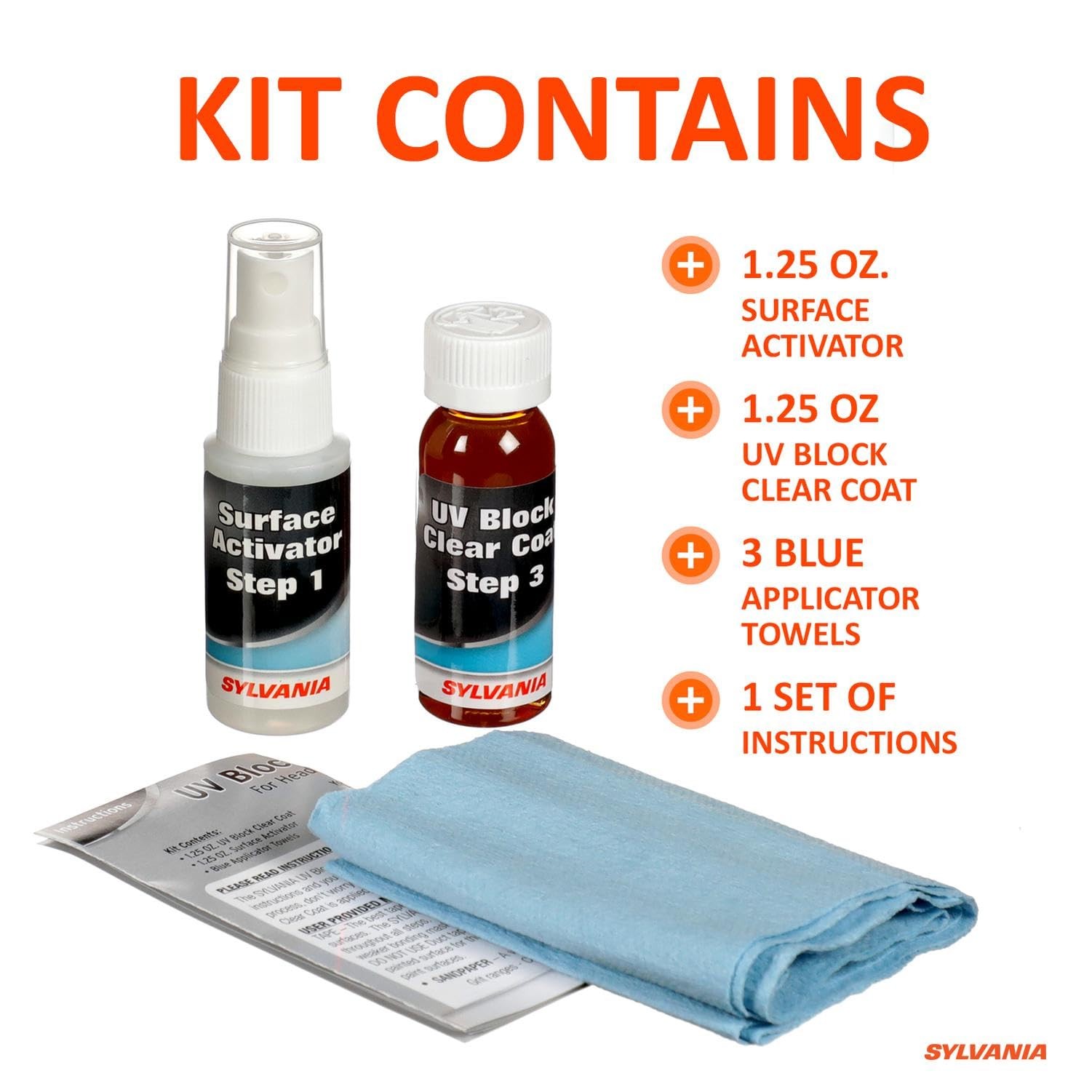 SYLVANIA – Headlight Restoration Essentials Kit – UV Block Clear 1 fl. oz