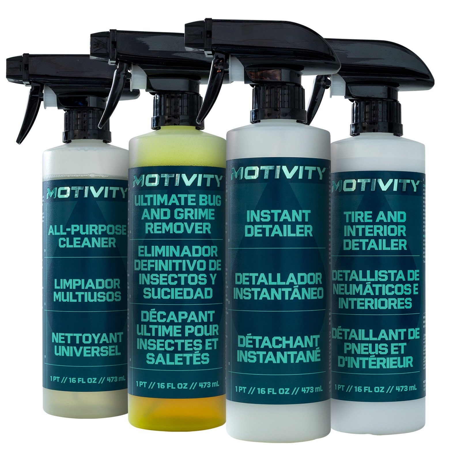 MOTIVITY Spray Kit – Tire & Interior, Instant Detailer, Bug Remover, All-Purpose