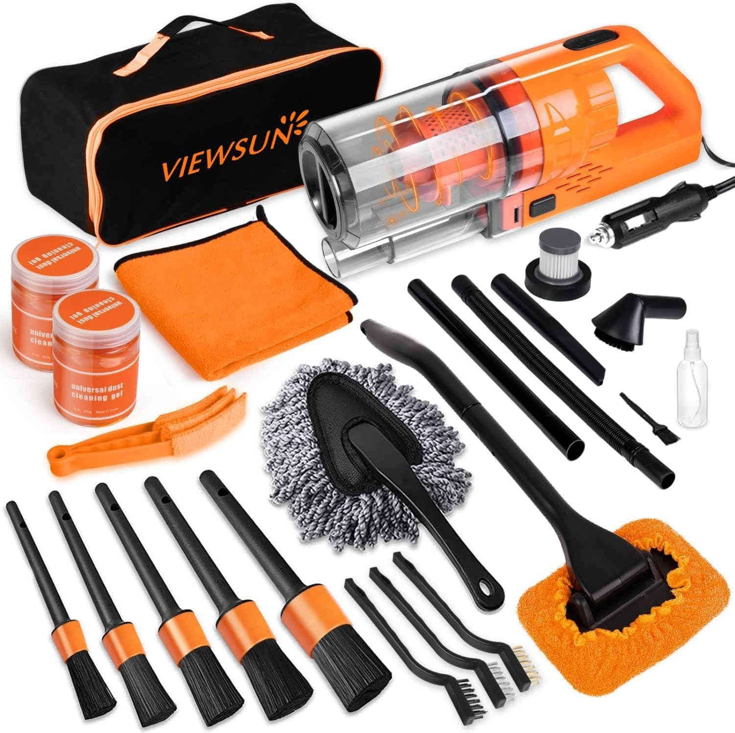 High-Power 17PCS Car Cleaning Kit – Handheld Vacuum & Detail Tools Included