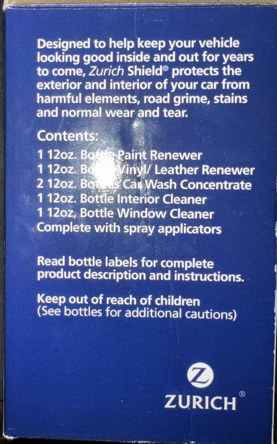 Zurich Shield Customer Care Kit Interior Exterior Auto Detailing Supplies New