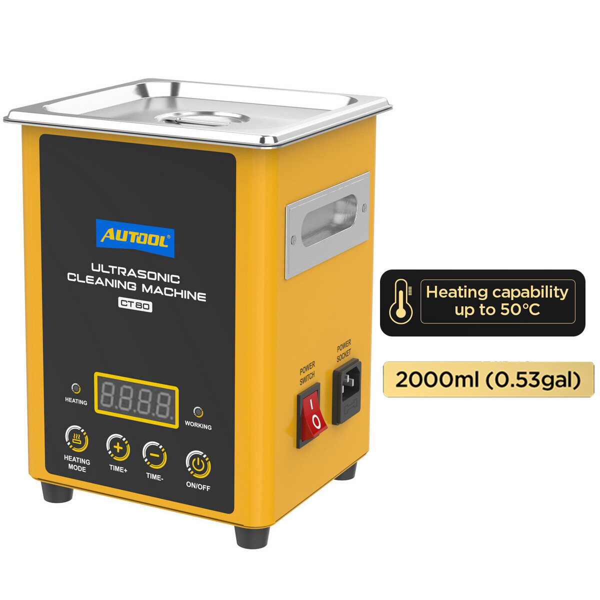 Ultrasonic Heating Cleaning Cleaner w/Timer Fuel Injector Jewelry Ring Glasses