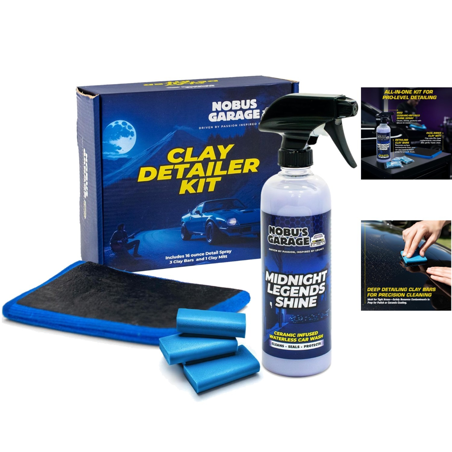 Pro-Grade Clay Bar Auto Detailing Kit – Waterless Cleaner & Lubricant Included