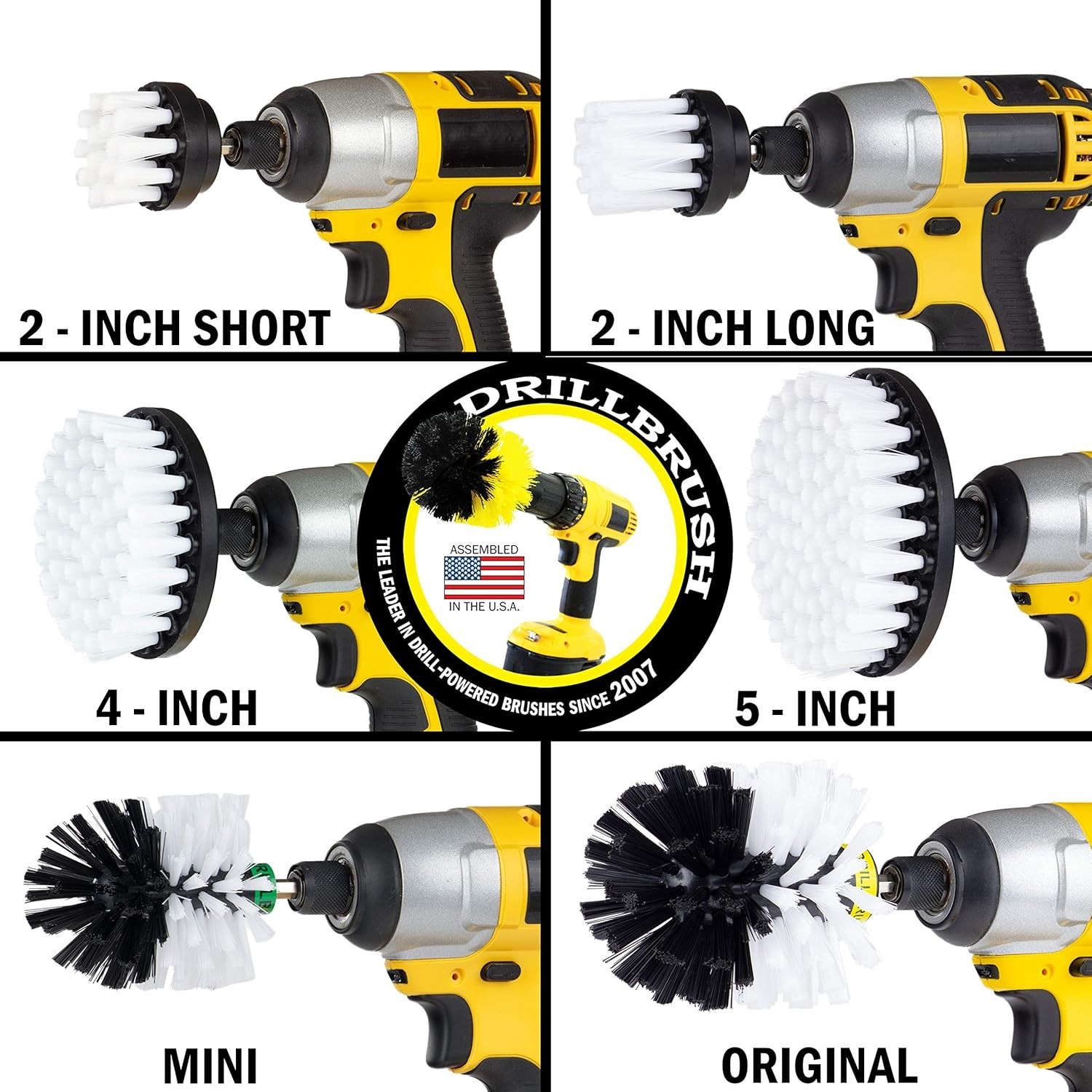 Spin Brush Drill Attachment Kit 6pc Automotive Interior & Exterior Cleaning