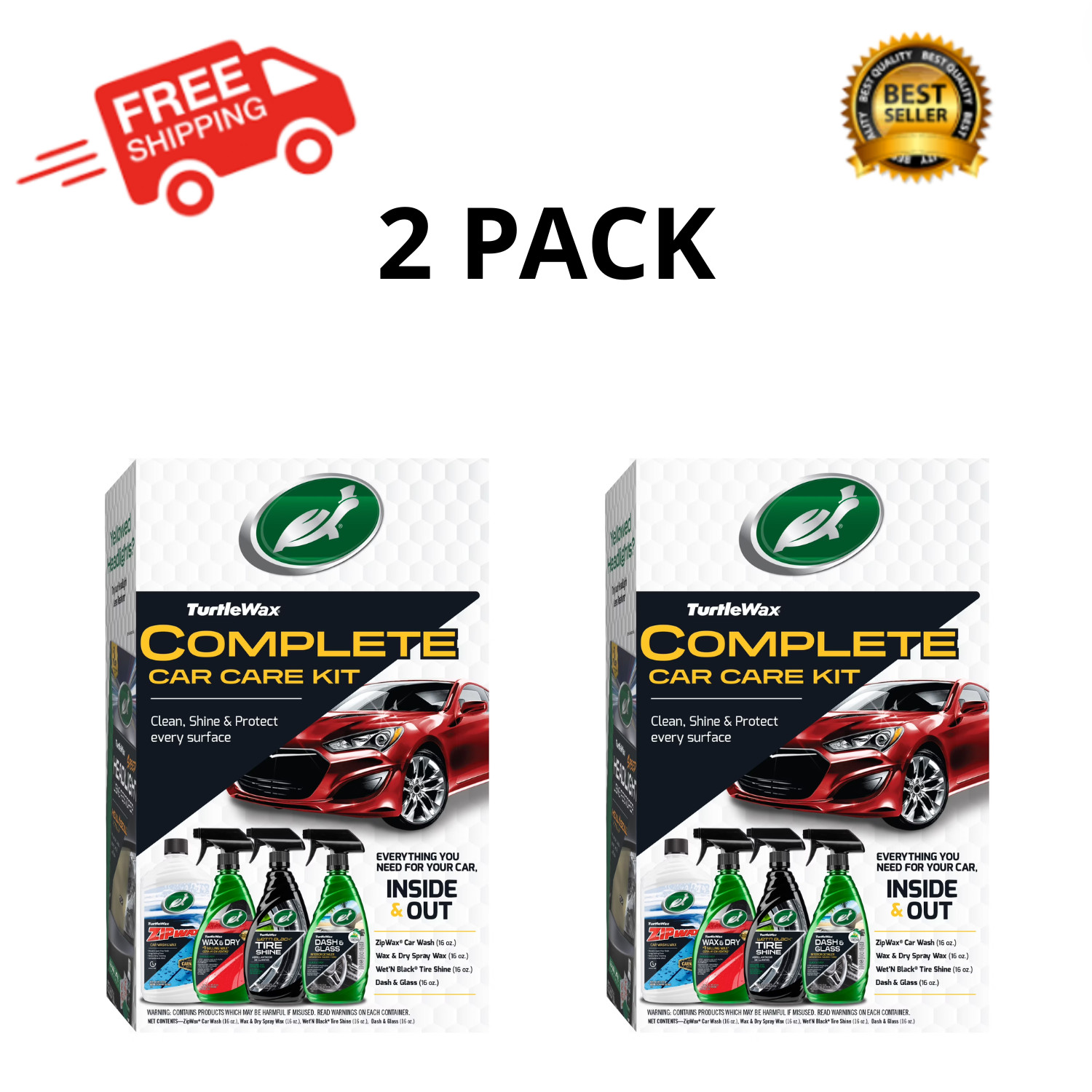Turtle Wax Complete Car Care 4 Piece Kit, 53834, 2 Pack