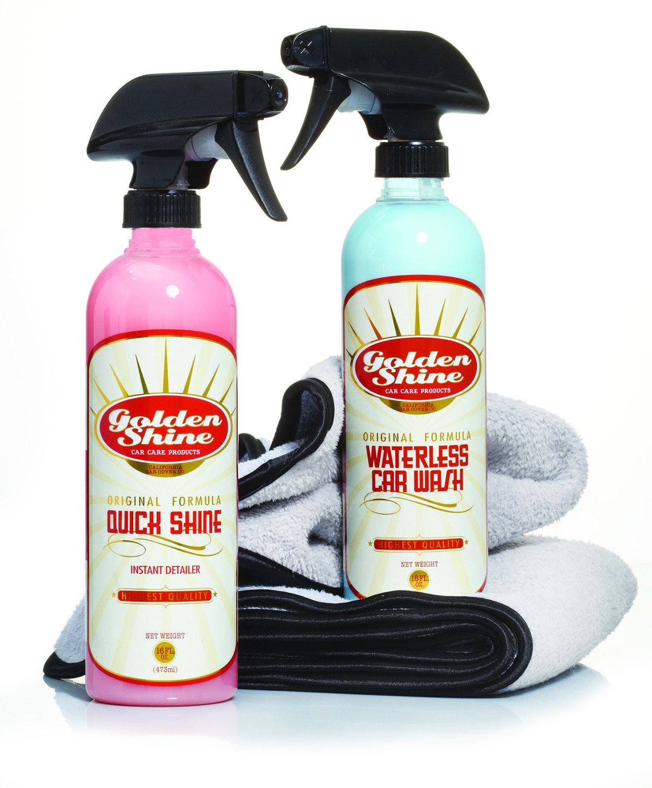 Golden Shine Waterless Car Wash Detailing Kit w Detail Spray and Towels GS-WD
