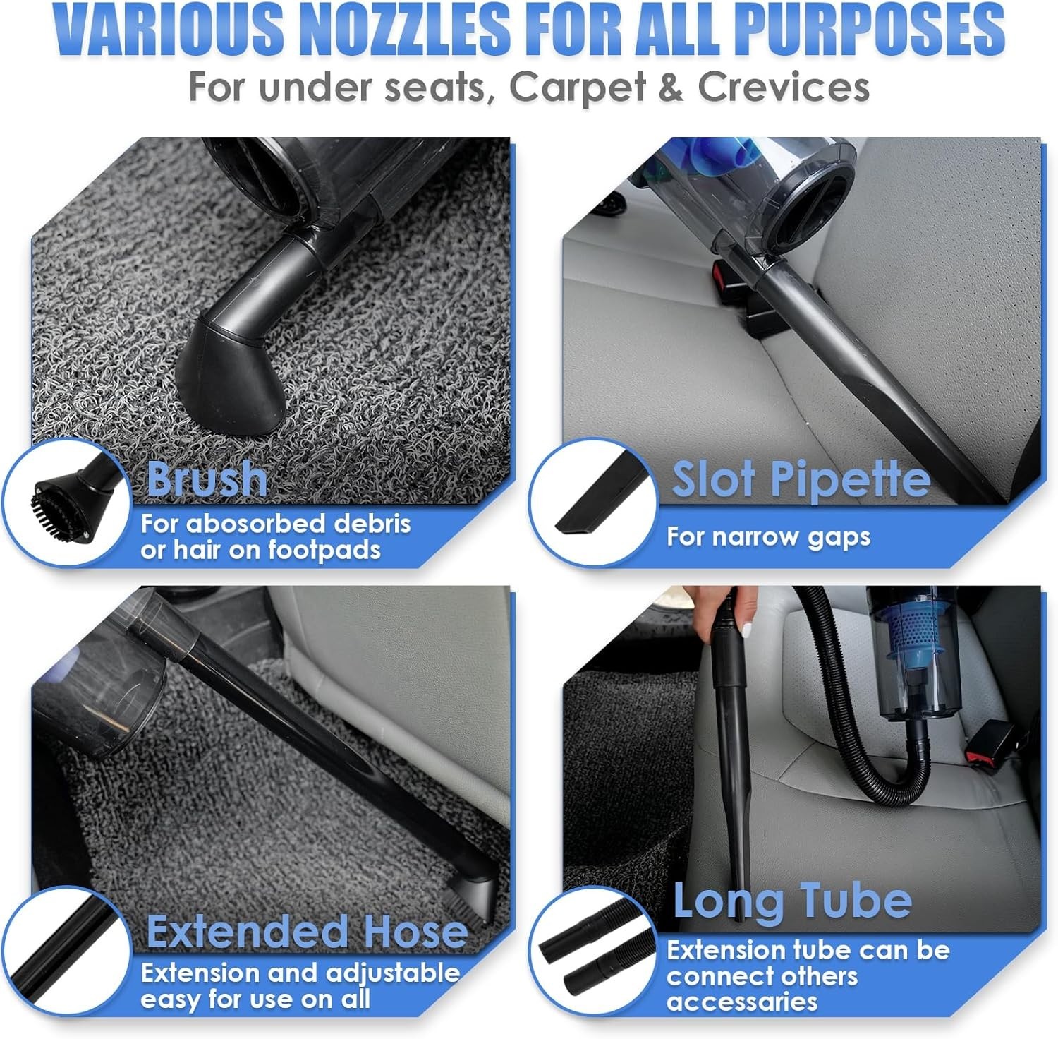 Car Interior Detailing Kit with High Power Handheld Vacuum, Detailing Brush S…