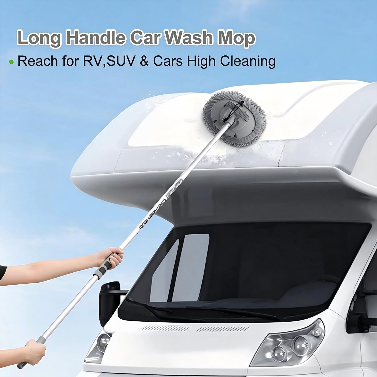 12Pcs Car Wash Kit – 62″ Long Handle Microfiber Brush, Mop & Mitt for Cars, RVs,