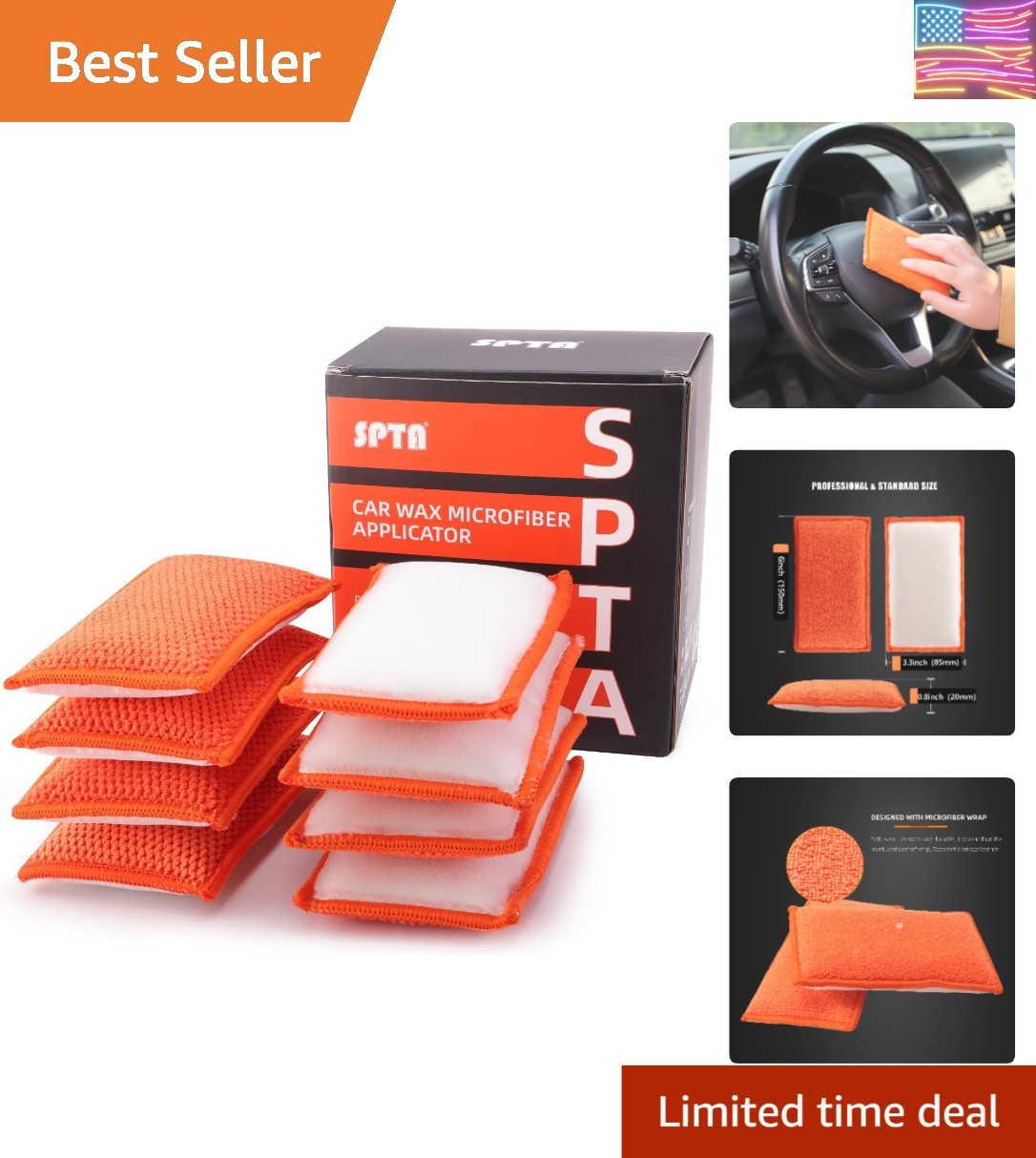 Car Interior Scrubbing Sponge, 8Pcs Scrub Ninja, Microfiber Car Wax Applicato…