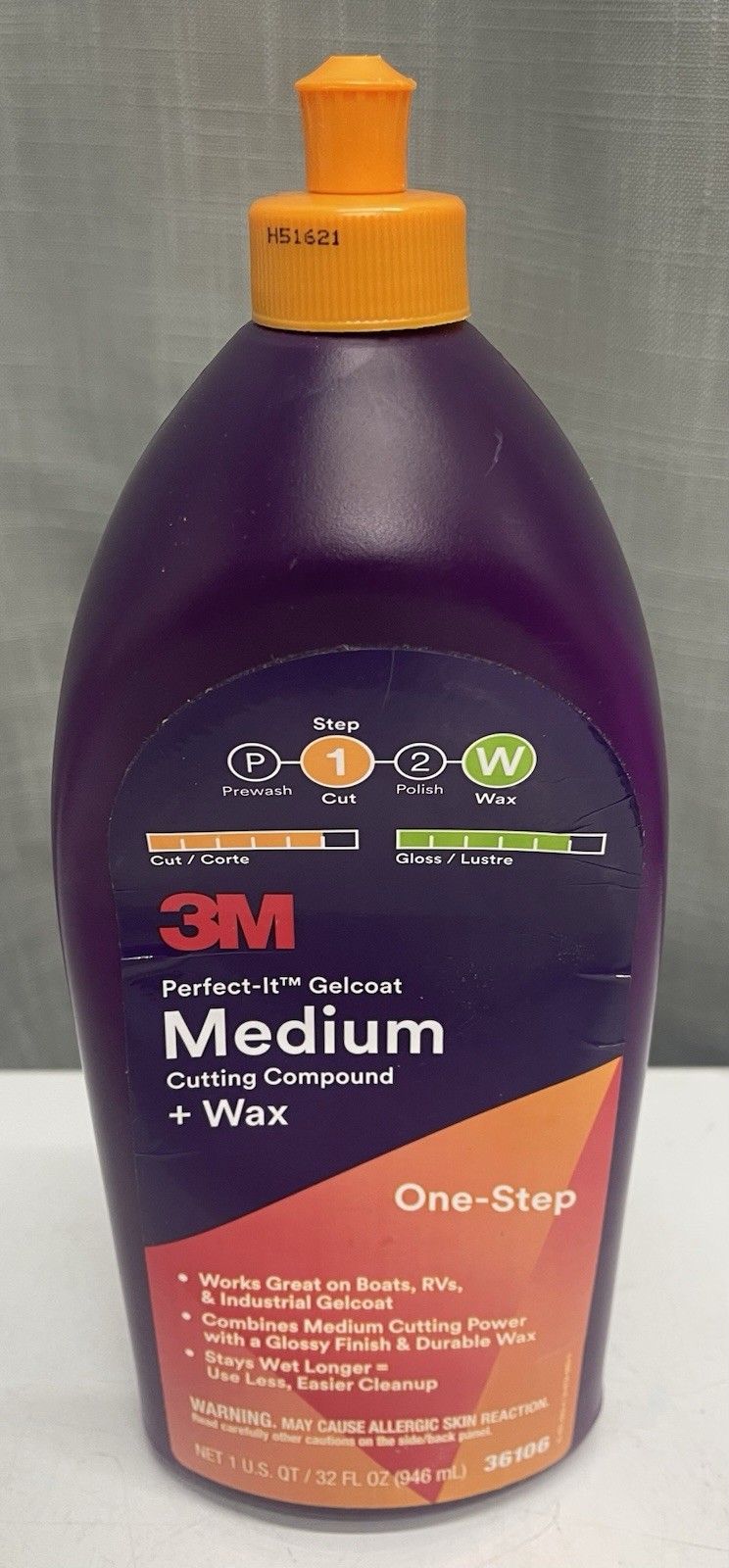 3M Perfect-It Gelcoat Medium Cutting Compound + Wax Quart 946ml 36106