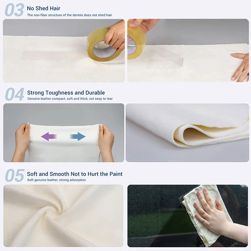 Natural Chamois Sheepskin Car Cleaning Drying Towel Quick Absorbent