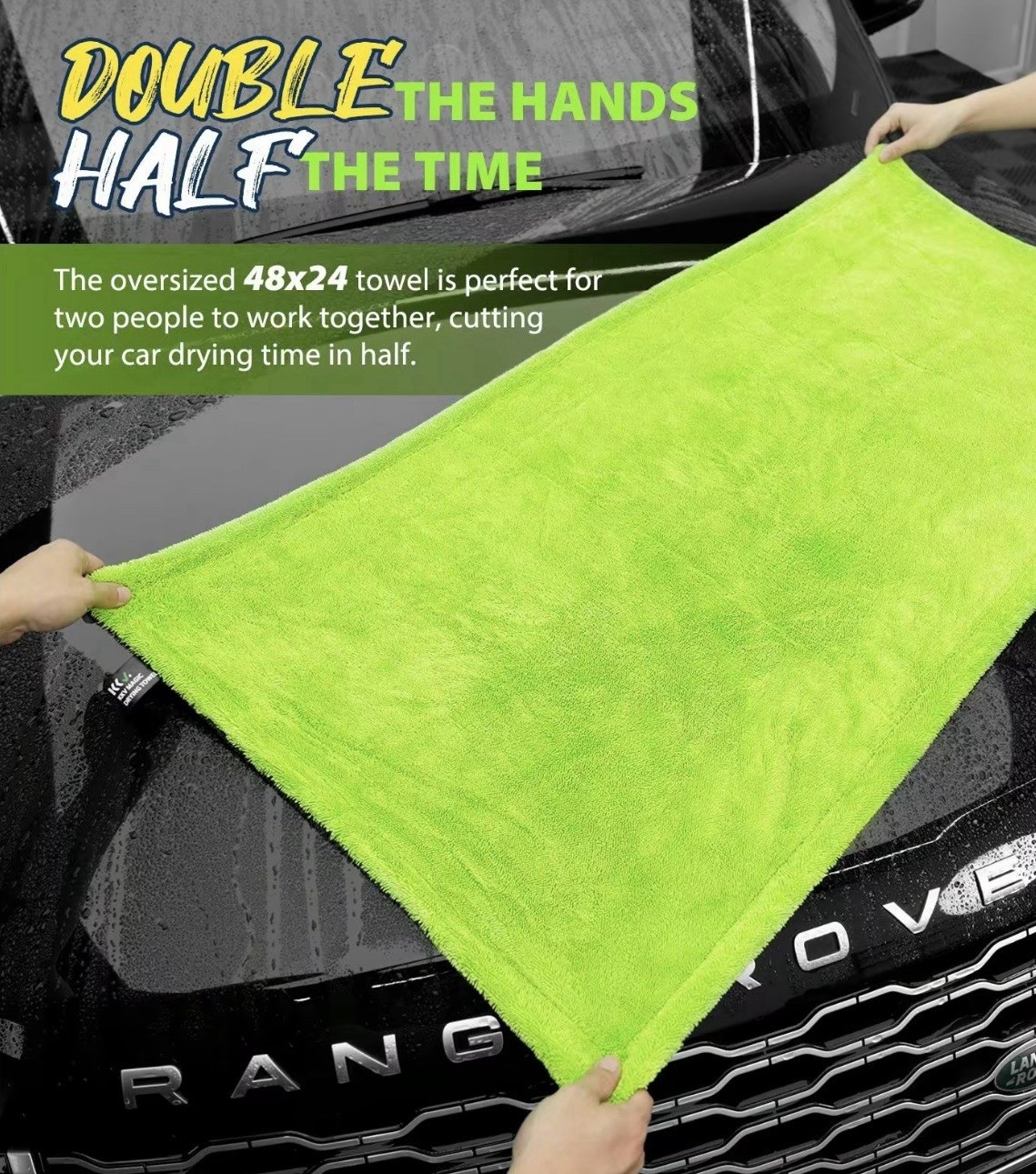 48×24” Full Size Drying Towel Double Sided Microfiber Car Cleaning Towel