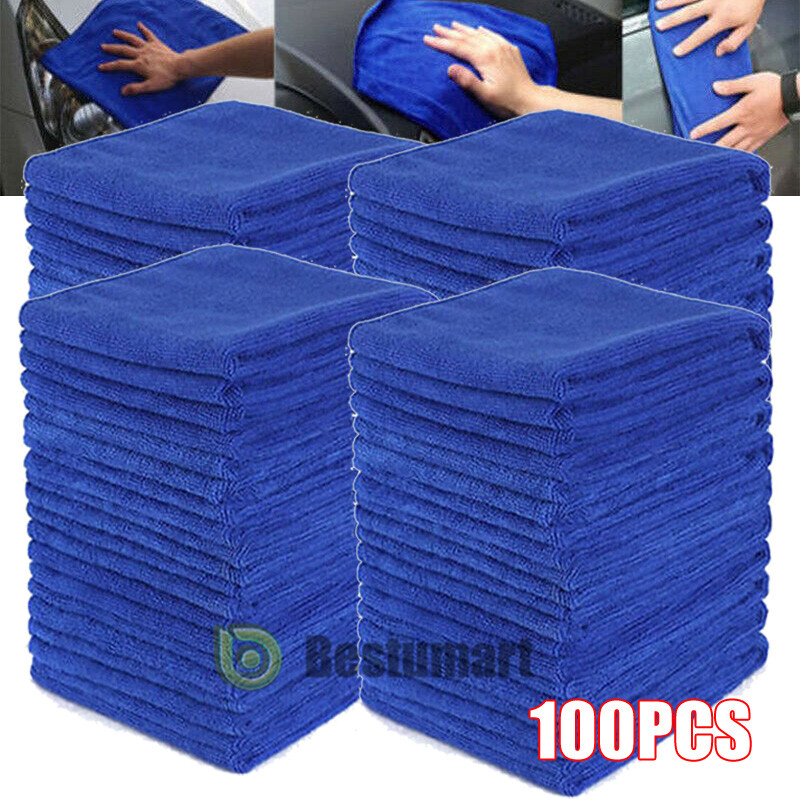 100Packs Bulk Microfiber Cleaning Cloth No-Scratch Rag Polishing Detailing Towel
