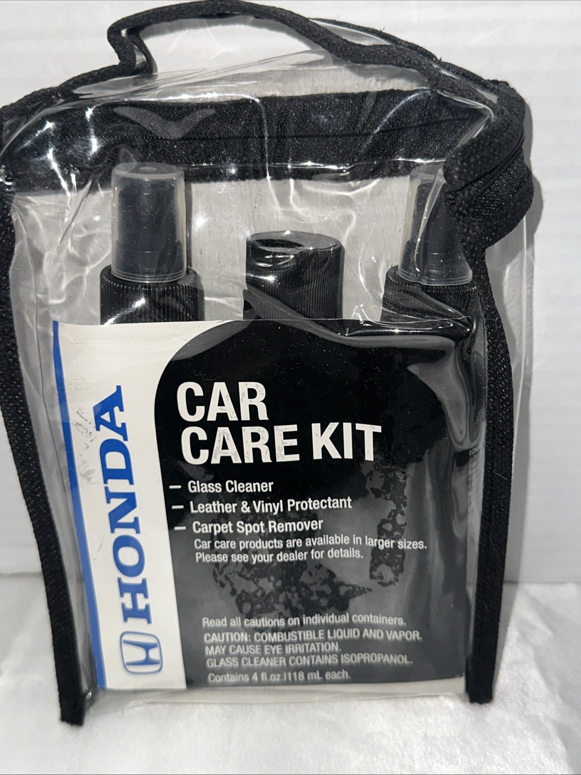 Genuine Honda Car Care Kit 08700-9211 Clear Storage Bag Glass Leather Carpet