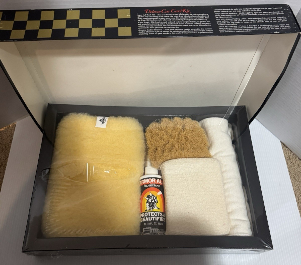 Viking Deluxe Car Care Kit Chamois Vintage SEALED Car Wash Kit