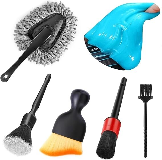 Car Interior Duster Detail Brush Cleaning Gel Kit, Soft Dash Vent Dusting Car