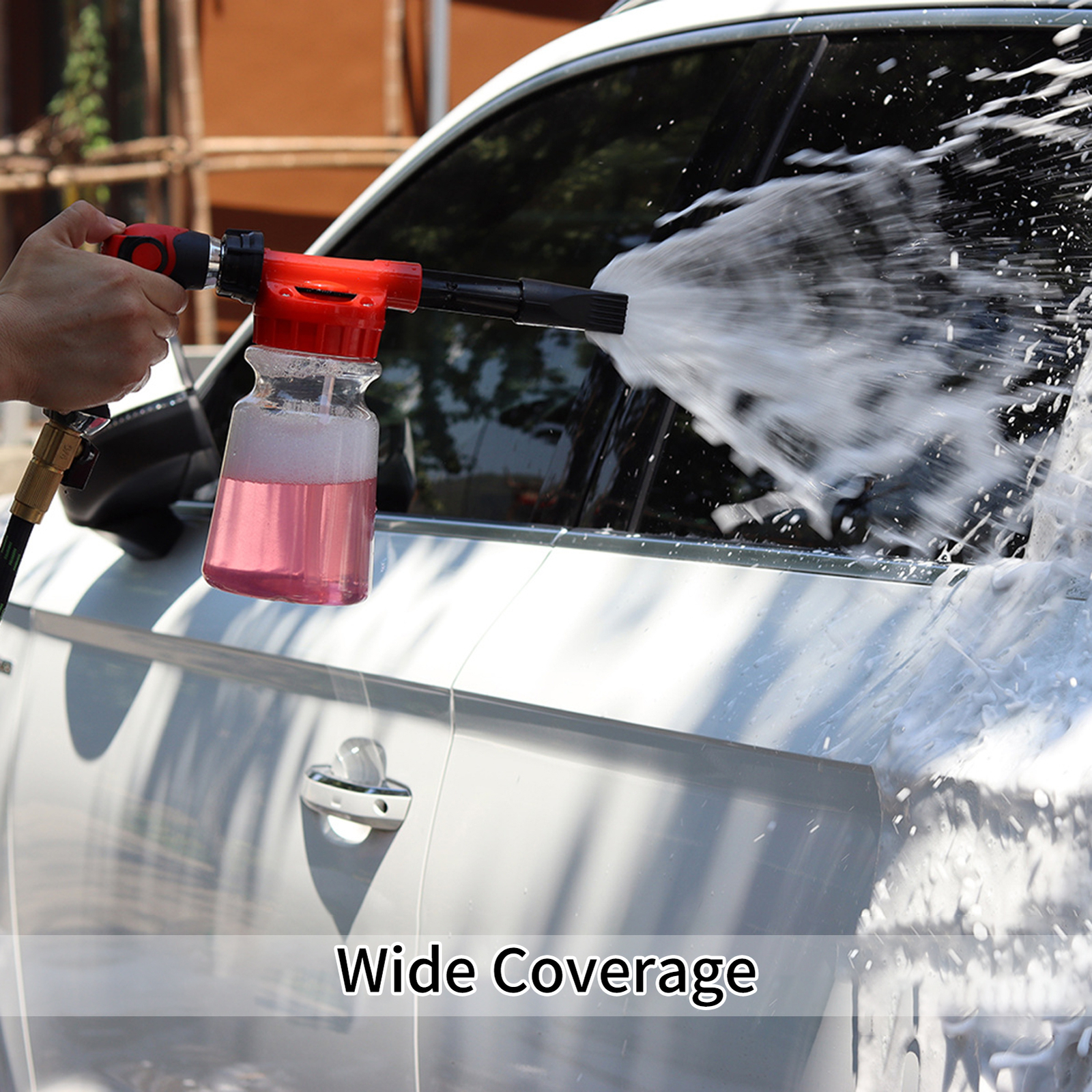Car Wash Foam with 1L Transparent Bottle Nozzle Connector Foam Y9P9