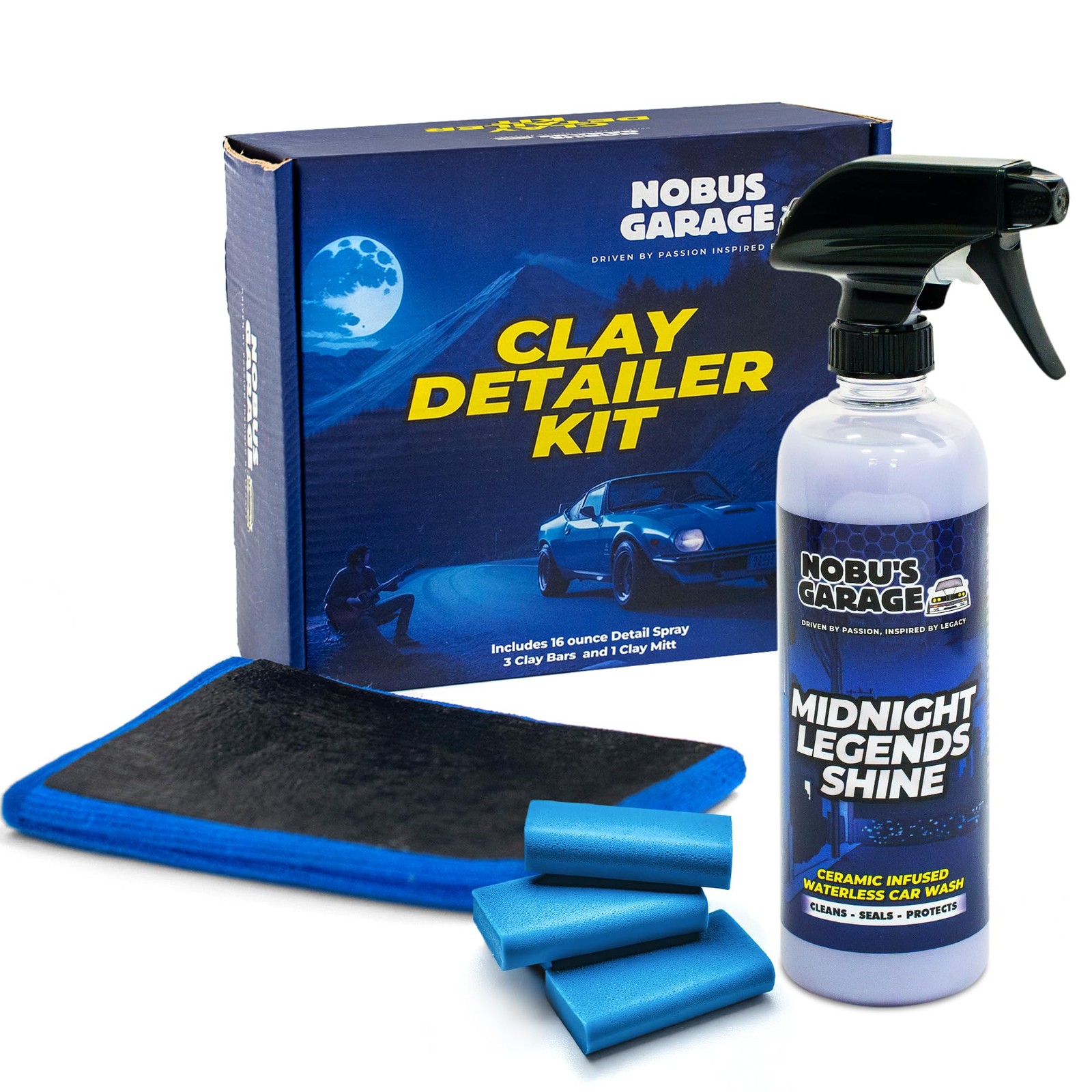 Nobu’s Garage – Clay Mitt & Bars Auto Detailing Kit 16 Fl Oz (Pack of 1)