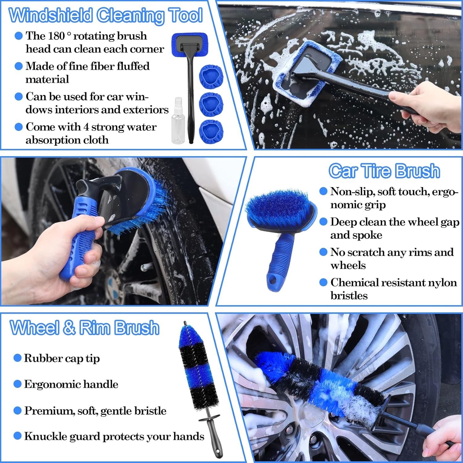 Car Detailing Kit 26 Pcs Auto Interior Exterior Wheel Brushes Car Wash Equipment